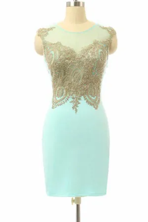 High Quality Sleeveless Short Sheath Mint Homecoming Dress TR0067
