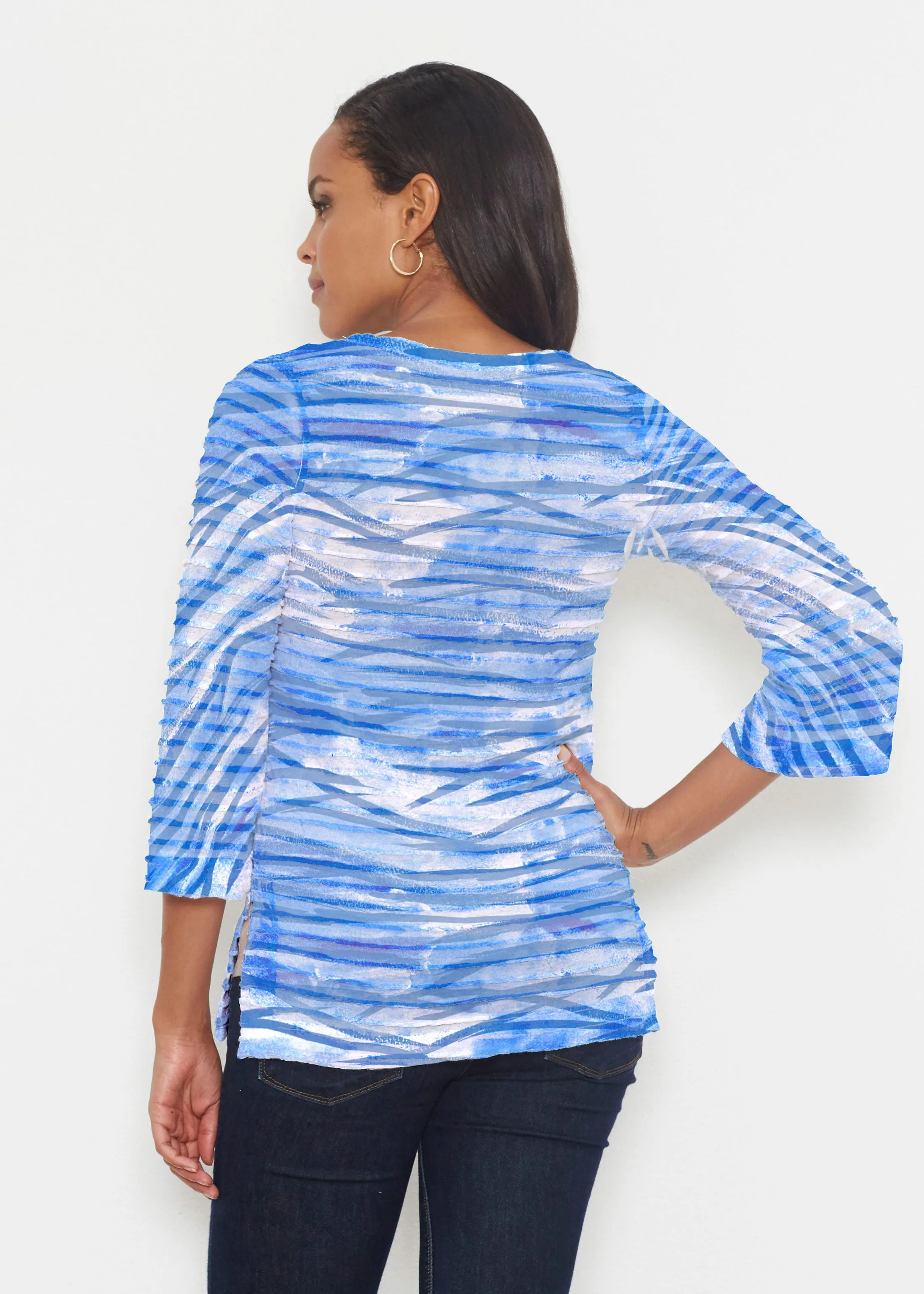 High Tide (8071) ~ Banded 3/4 Bell-Sleeve V-Neck Tunic