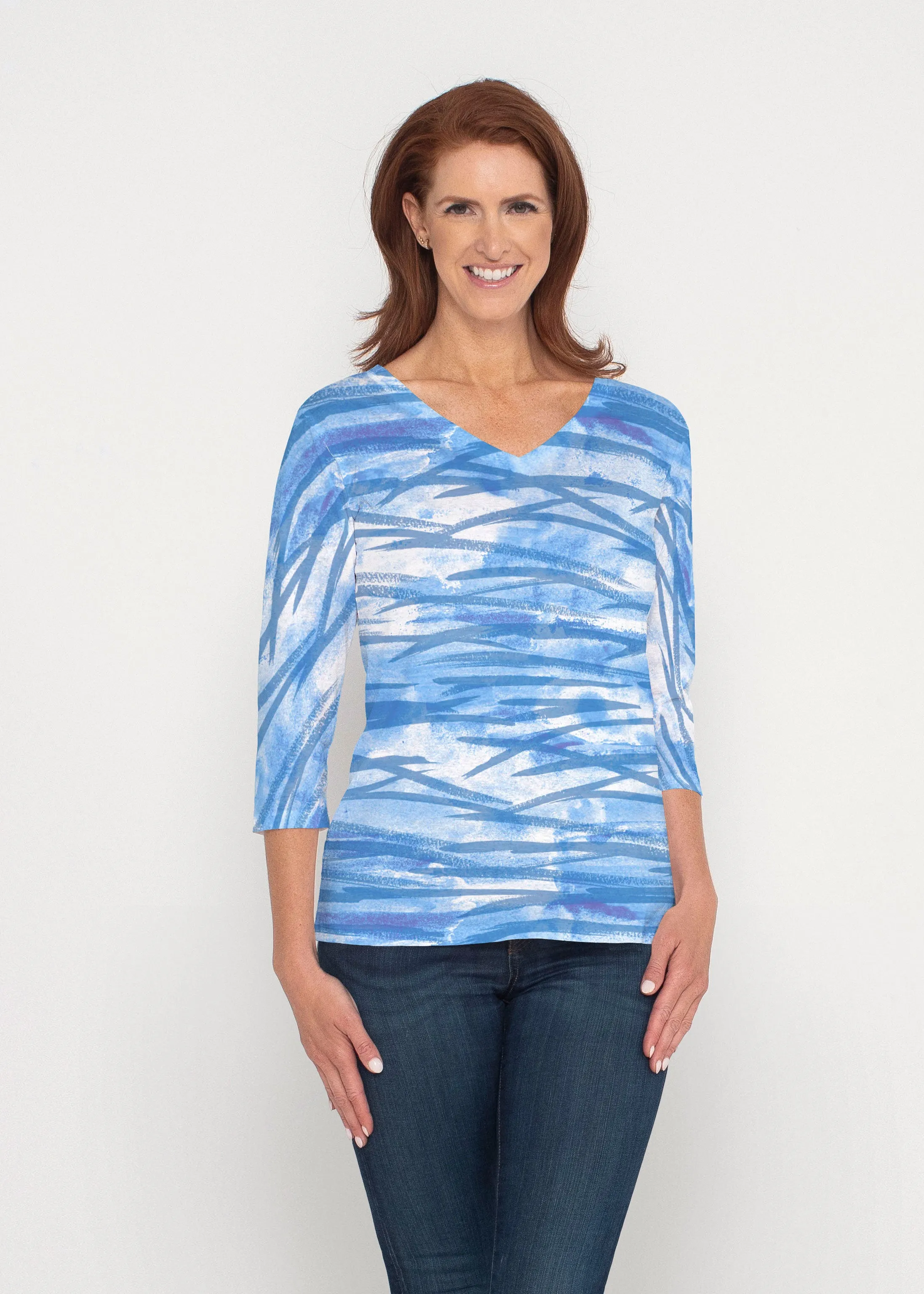 High Tide (8071) ~ Signature 3/4 Sleeve V-Neck Top