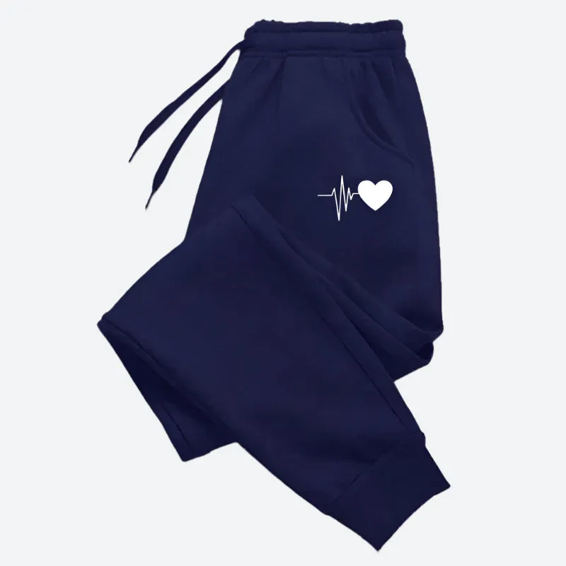 High-Waist Heartbeat Print Jogger Pants