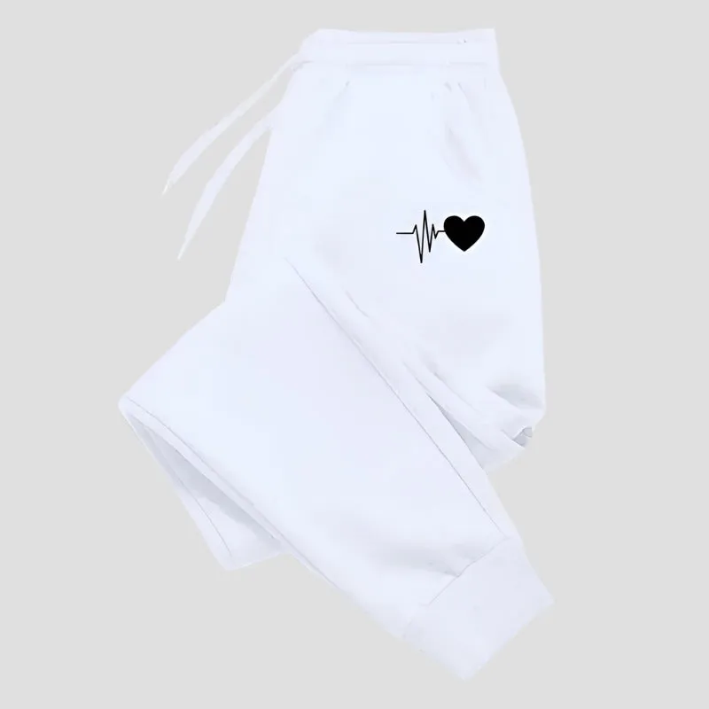 High-Waist Heartbeat Print Jogger Pants