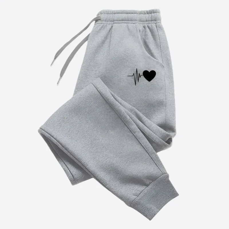 High-Waist Heartbeat Print Jogger Pants