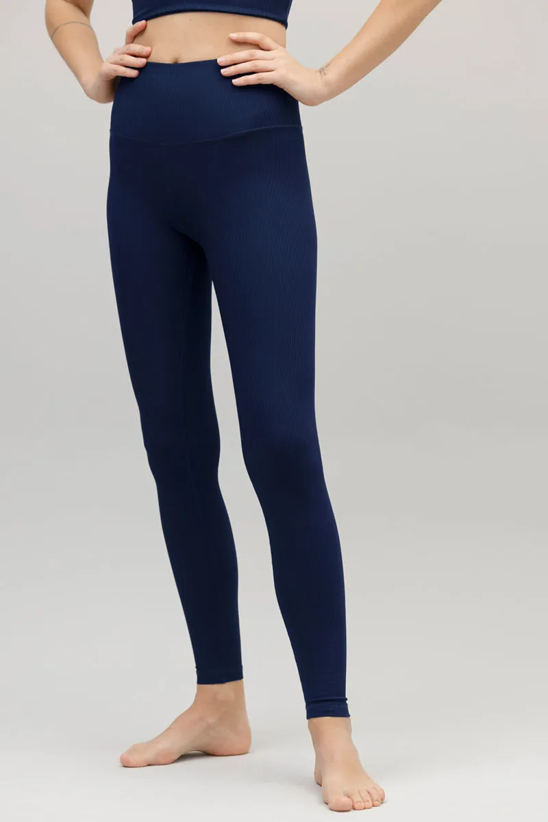 High-Waist Leggings Ripped Blue Depth