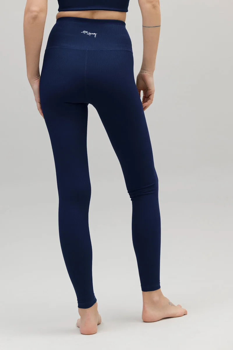 High-Waist Leggings Ripped Blue Depth