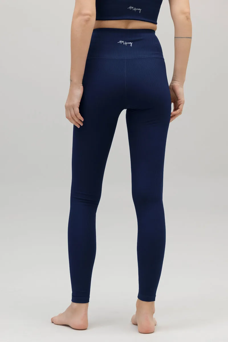 High-Waist Leggings Ripped Blue Depth