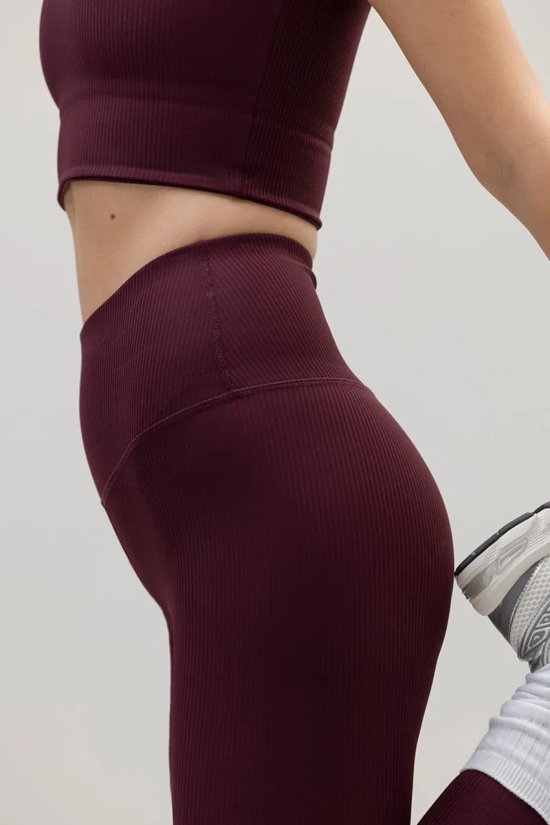 High-Waist Leggings Ripped Wine