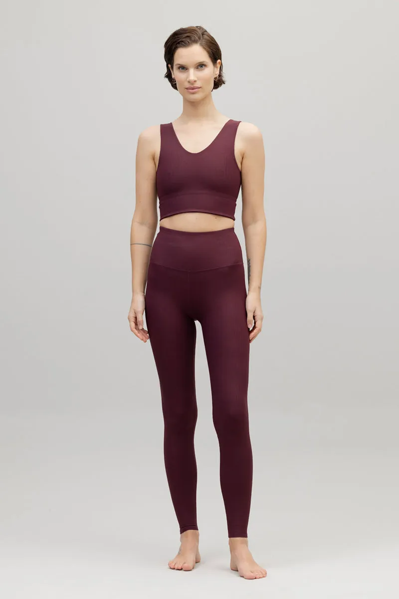 High-Waist Leggings Ripped Wine
