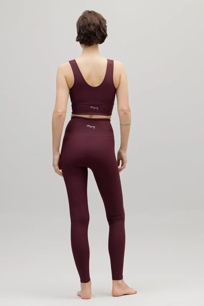 High-Waist Leggings Ripped Wine