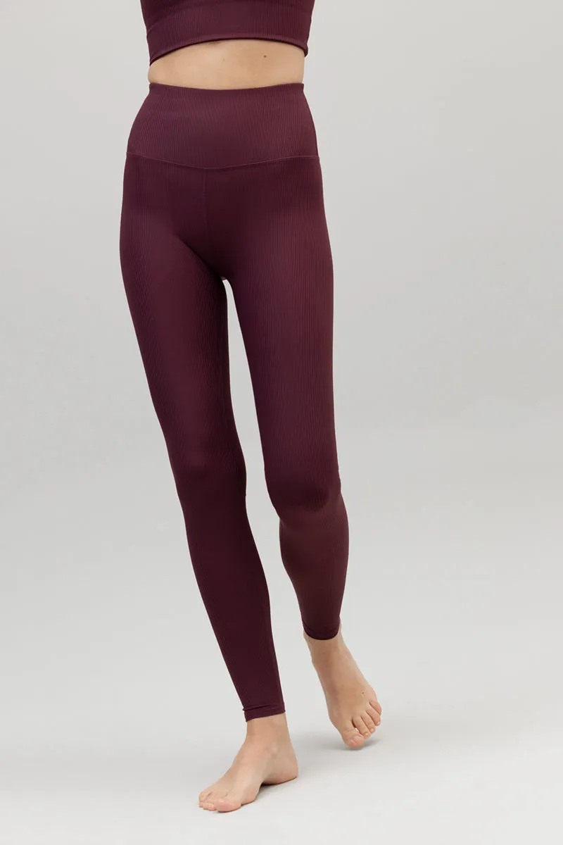 High-Waist Leggings Ripped Wine