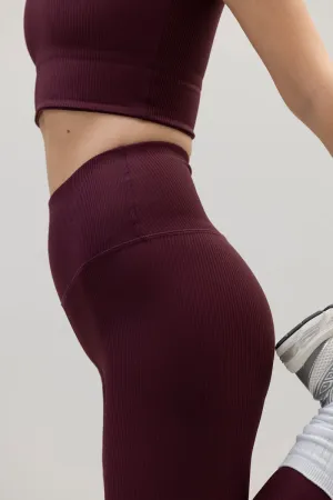 High-Waist Leggings Ripped Wine