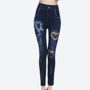 High-Waist Skinny Jeggings with Cutouts