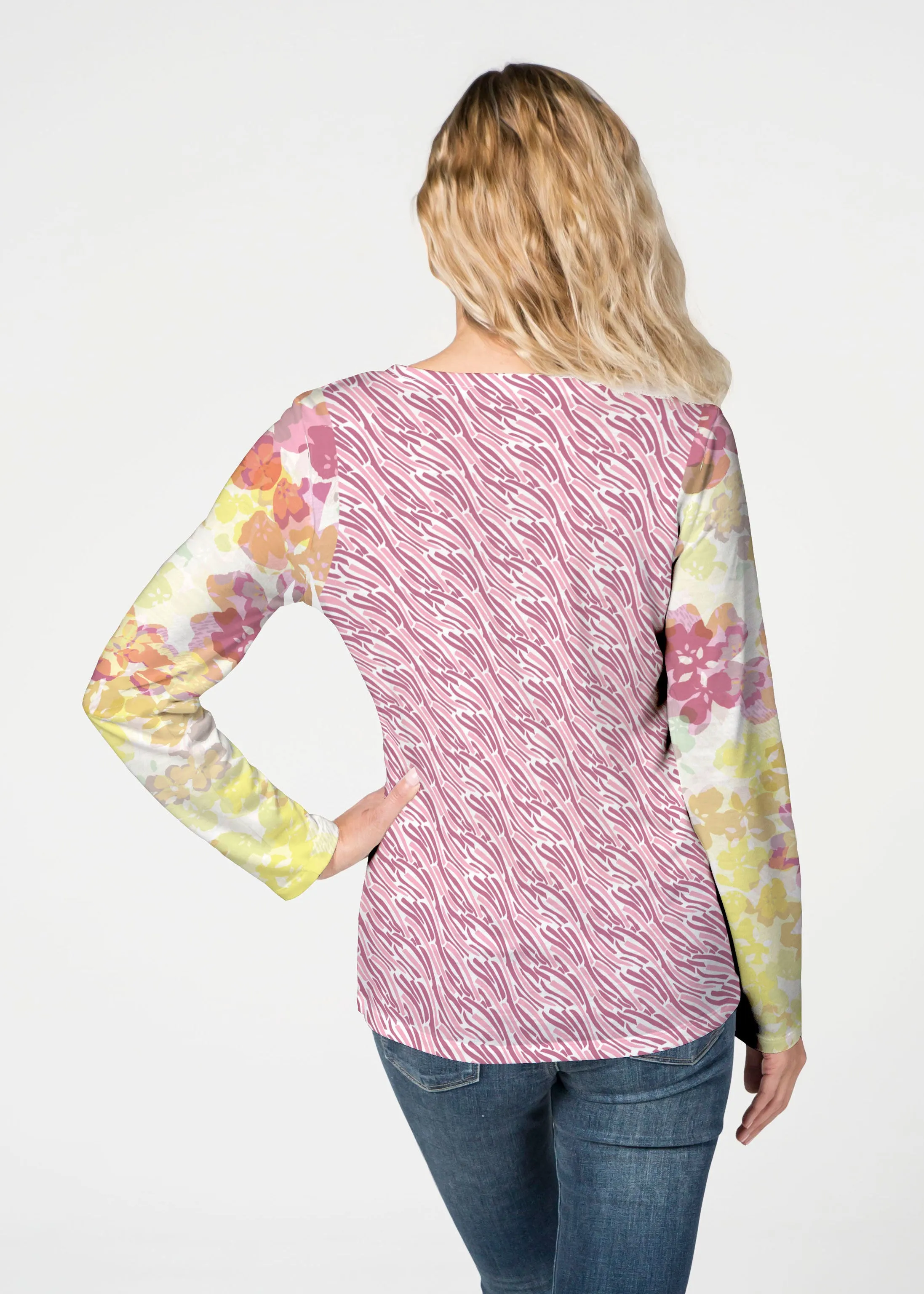 Hollyhocks (8070) ~ French Terry V-neck Top