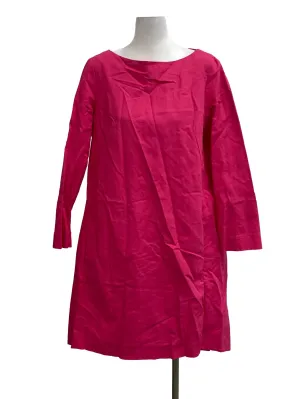 Hot Pink Round Neck Long Sleeve Dress