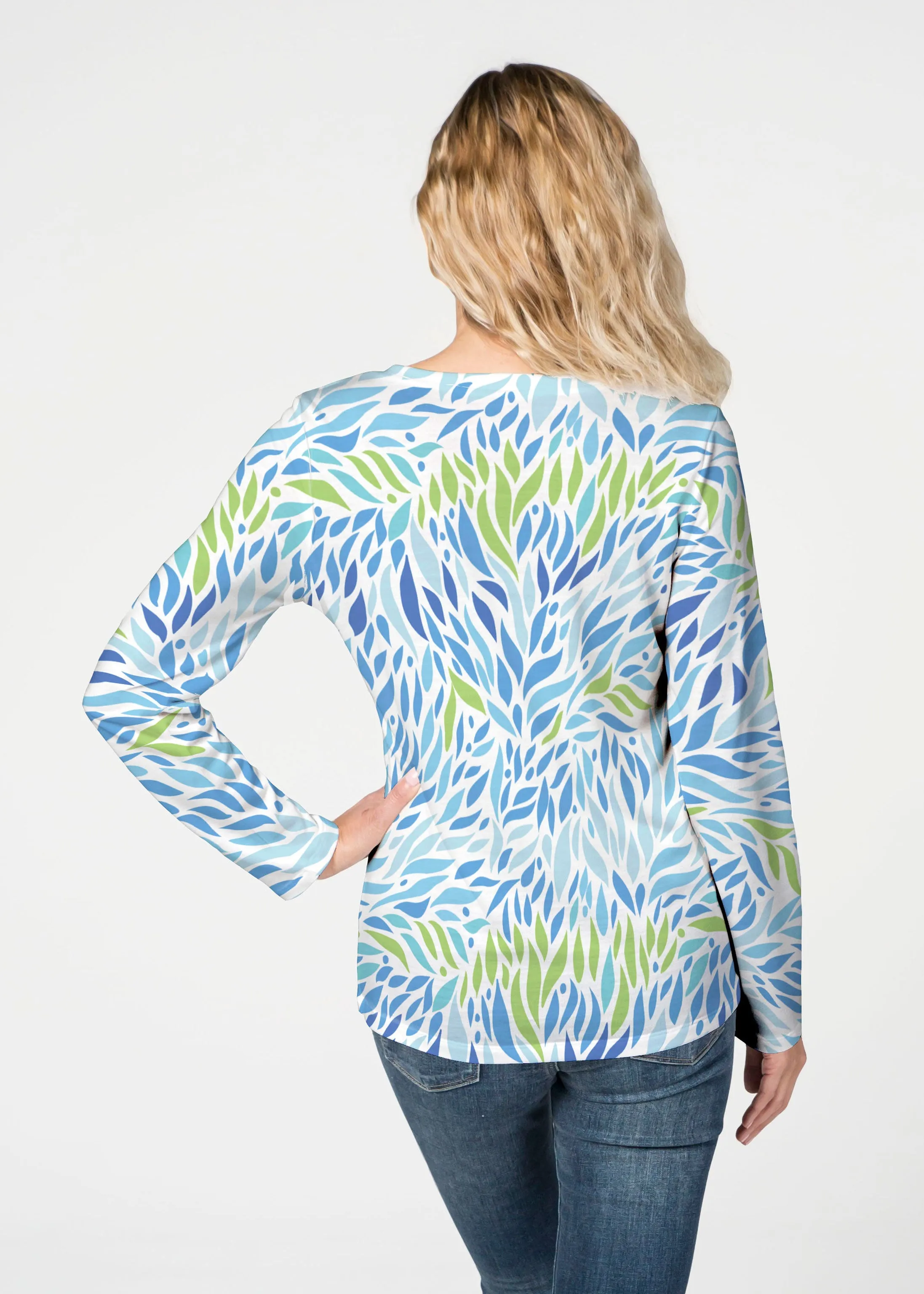 Hotsy Totsy Blue (8143) ~ French Terry V-neck Top