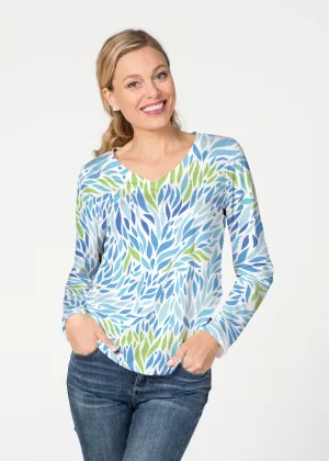 Hotsy Totsy Blue (8143) ~ French Terry V-neck Top