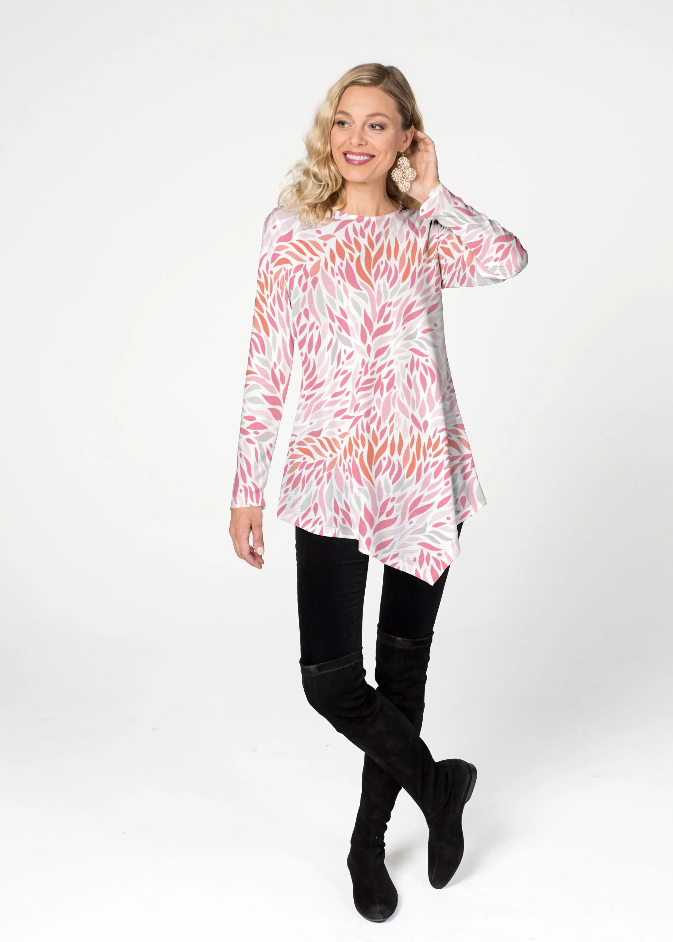 Hotsy Totsy Pink (8145) ~ Asymmetrical French Terry Tunic