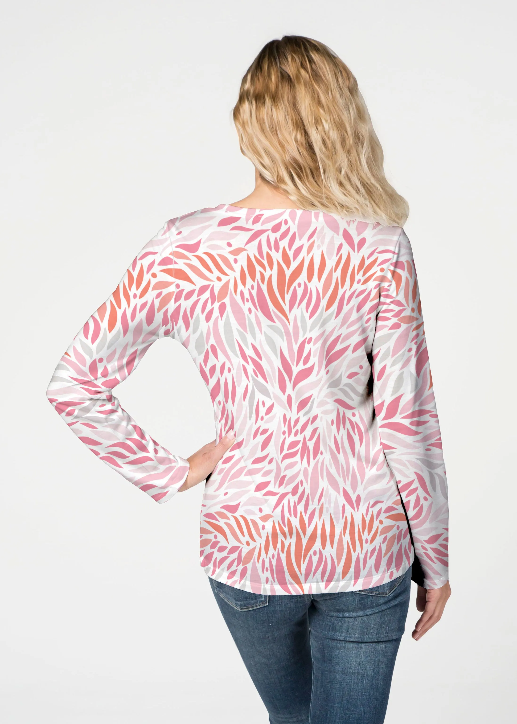 Hotsy Totsy Pink (8145) ~ French Terry V-neck Top