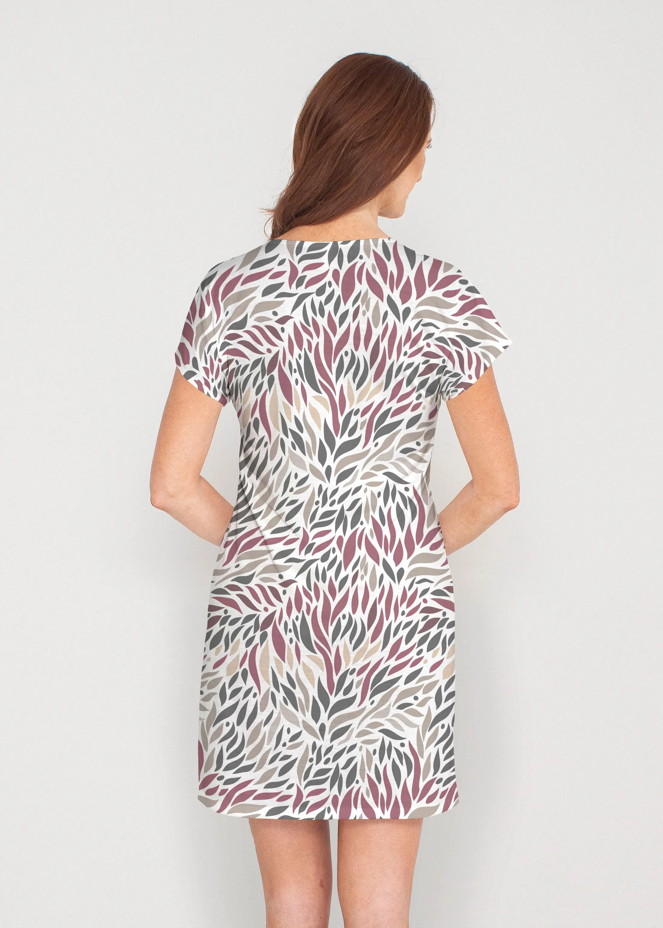 Hotsy Totsy Wine (8144) ~ French Terry Short Sleeve Crew Dress
