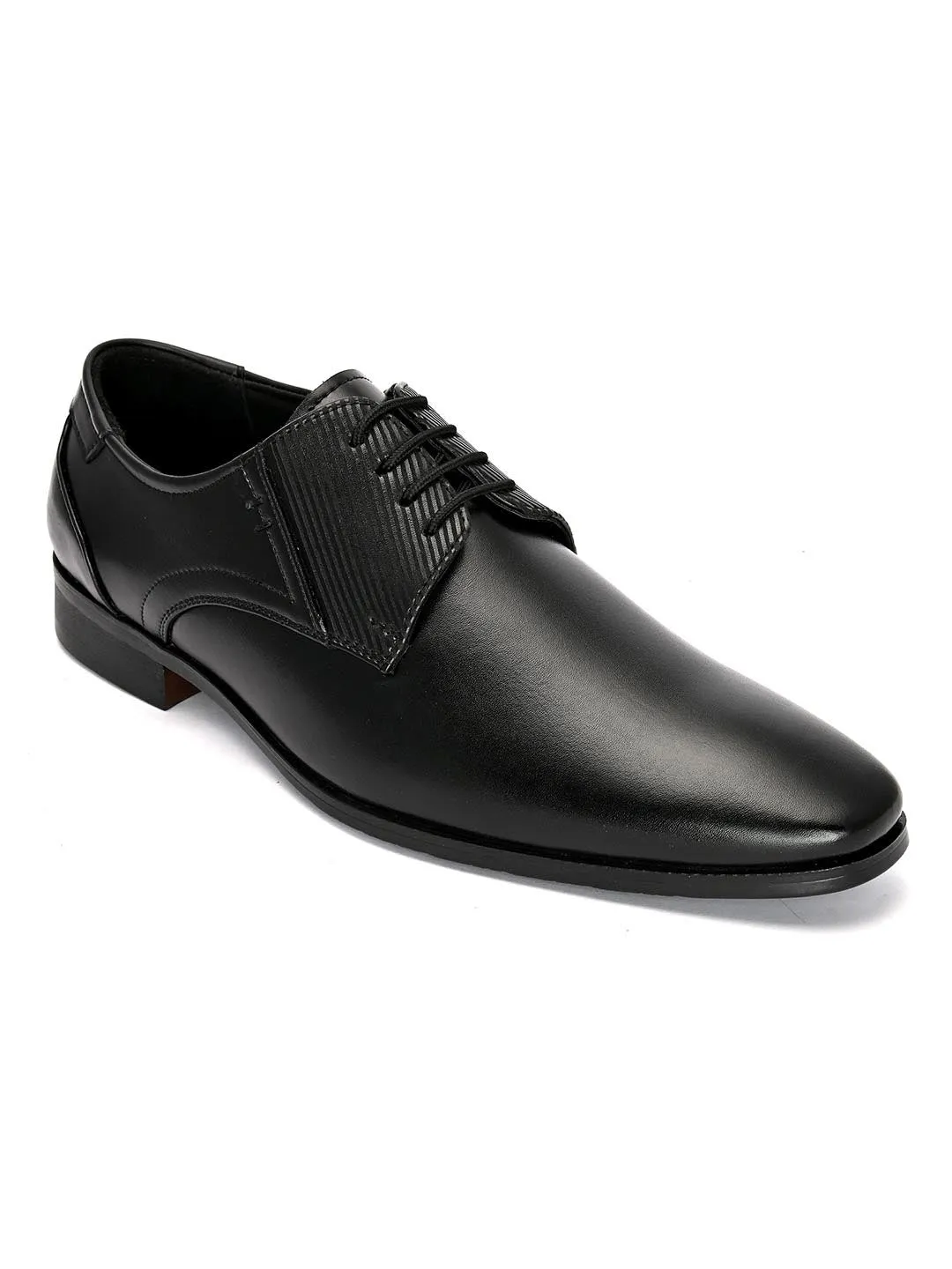 Hydes N Hues Men Black Textured Formal Derbys
