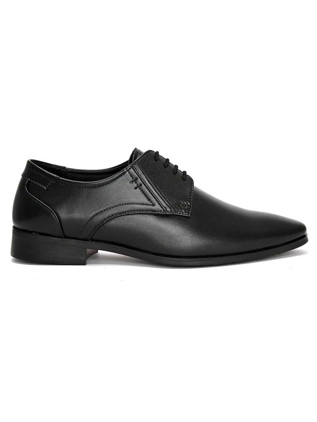 Hydes N Hues Men Black Textured Formal Derbys