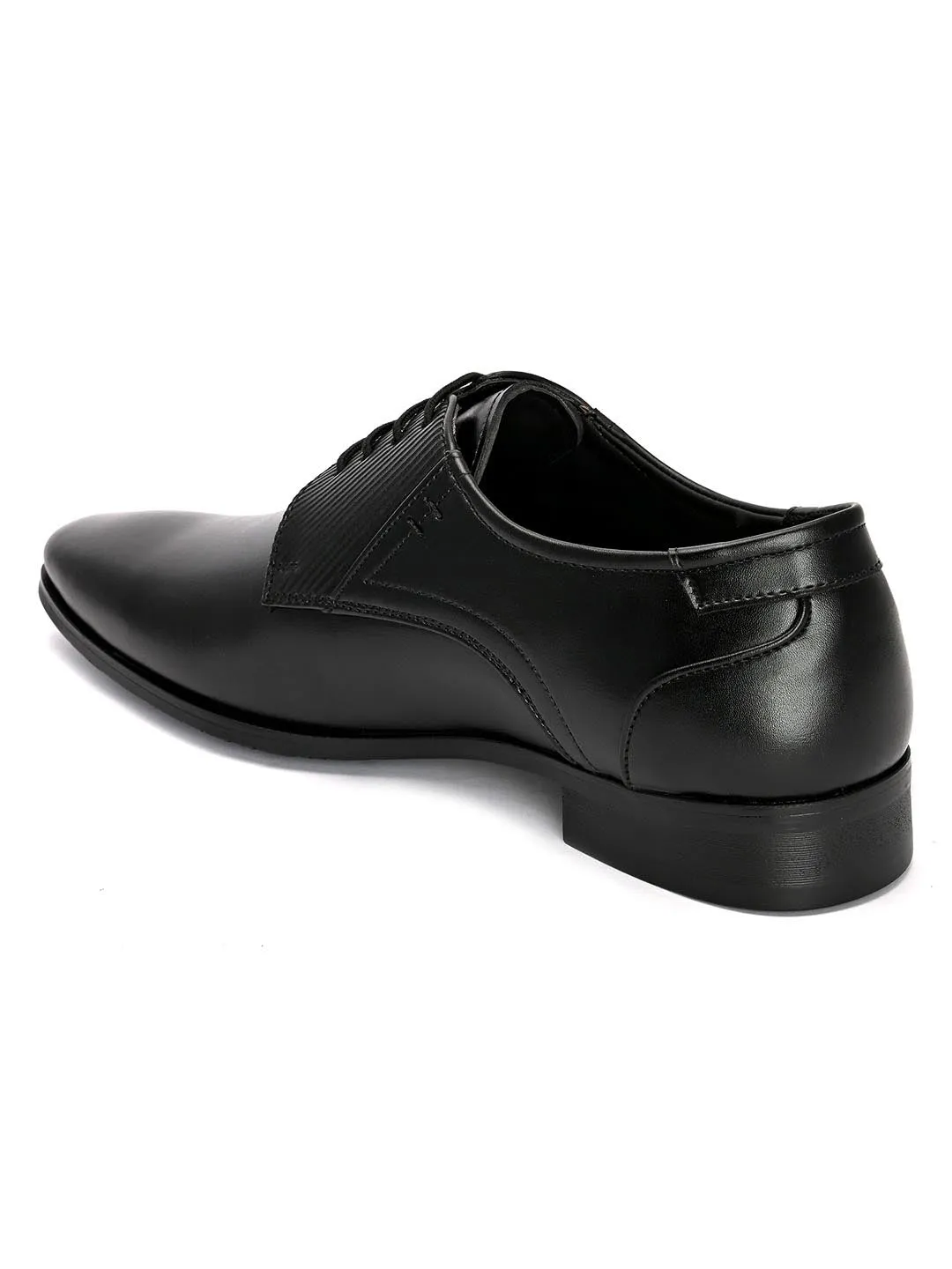 Hydes N Hues Men Black Textured Formal Derbys