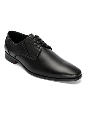 Hydes N Hues Men Black Textured Formal Derbys
