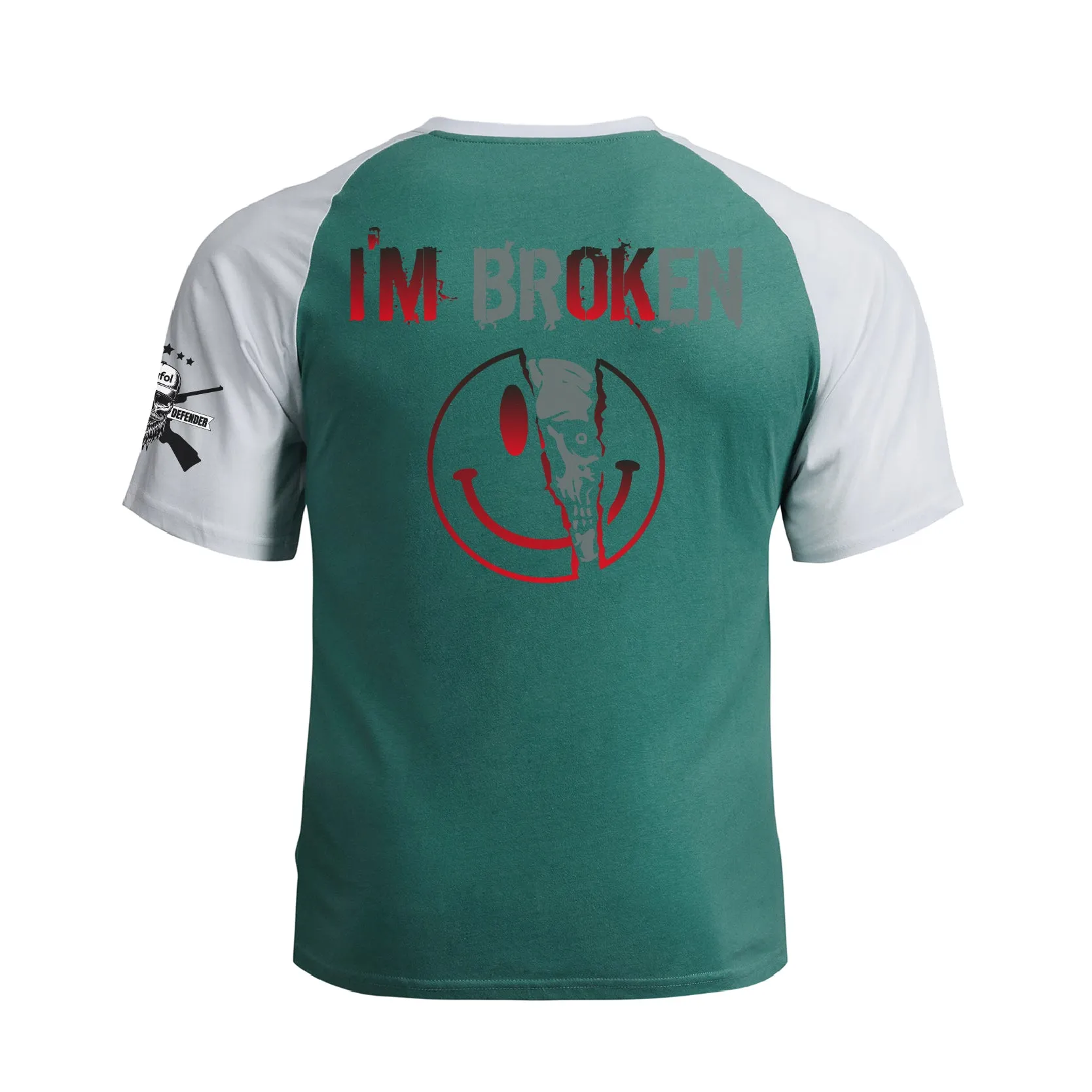 I'M BROKEN 100% COTTON RAGLAN GRAPHIC TEE