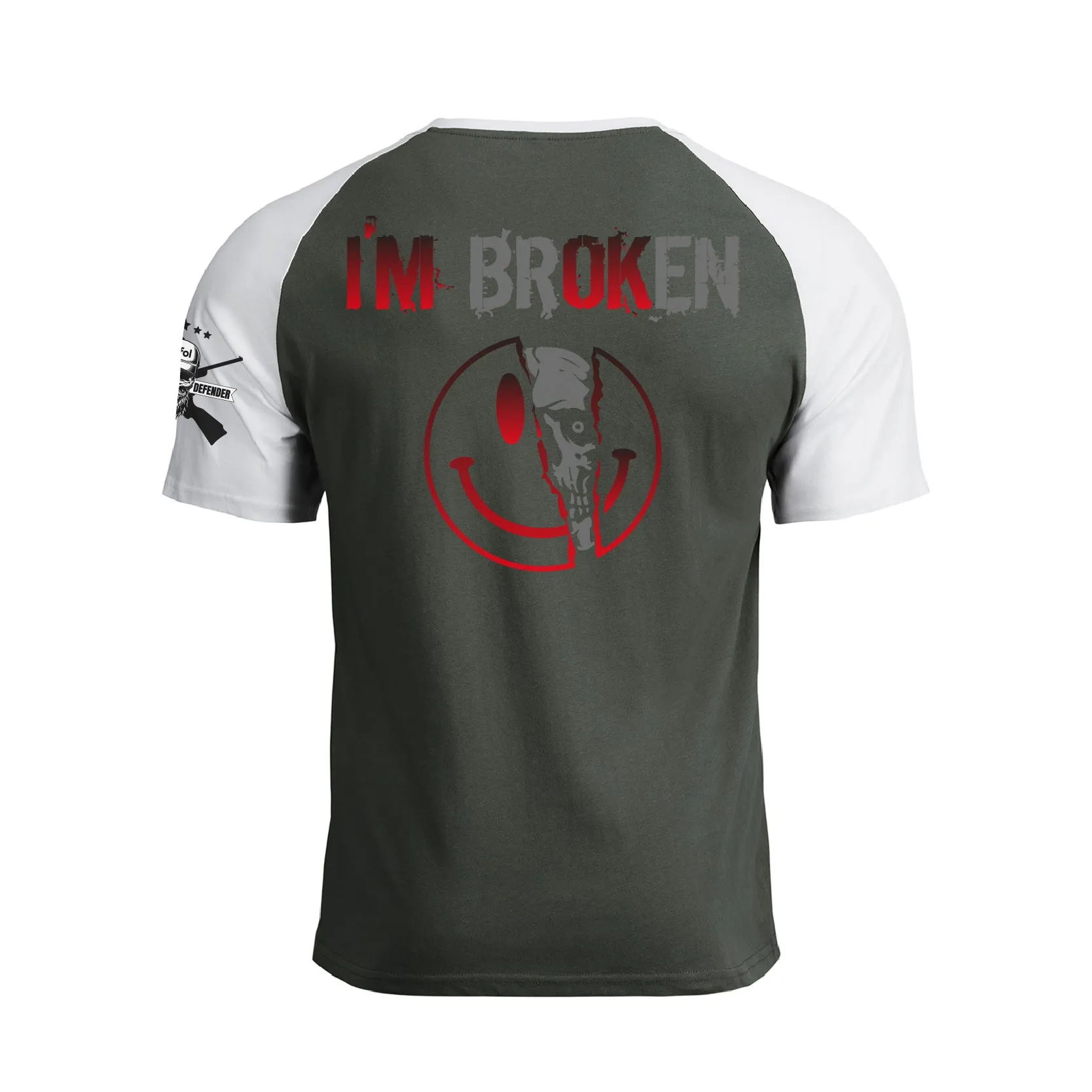 I'M BROKEN 100% COTTON RAGLAN GRAPHIC TEE