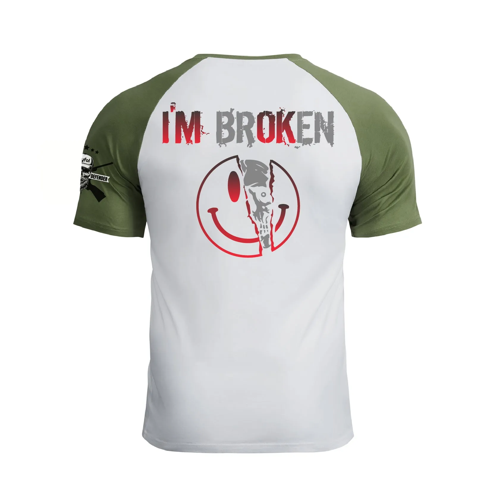 I'M BROKEN 100% COTTON RAGLAN GRAPHIC TEE