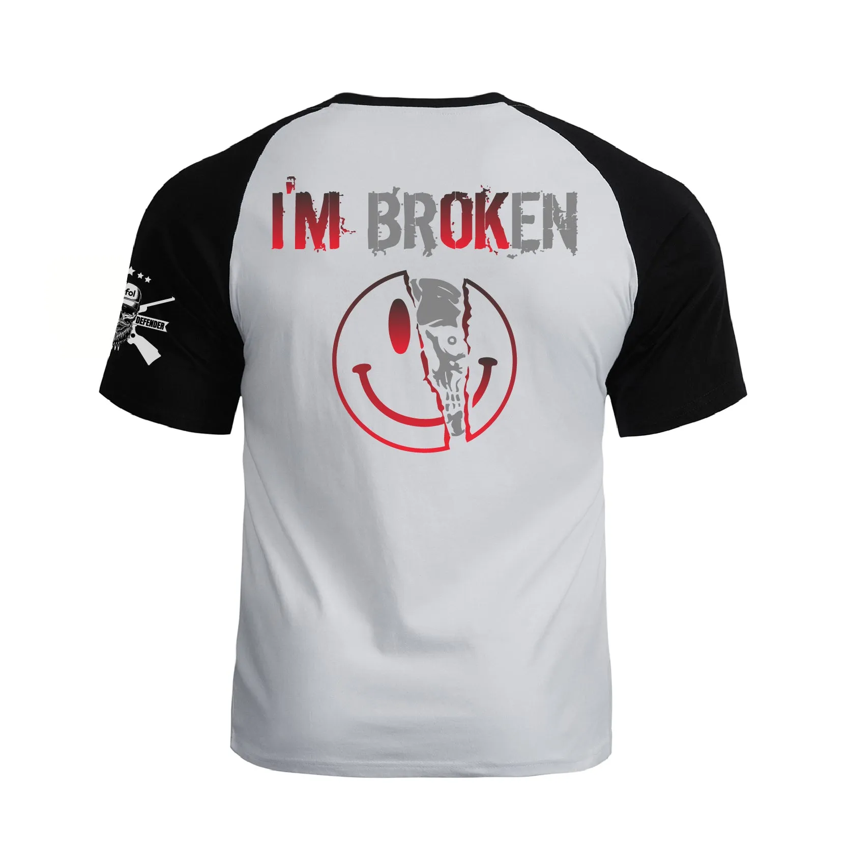 I'M BROKEN 100% COTTON RAGLAN GRAPHIC TEE