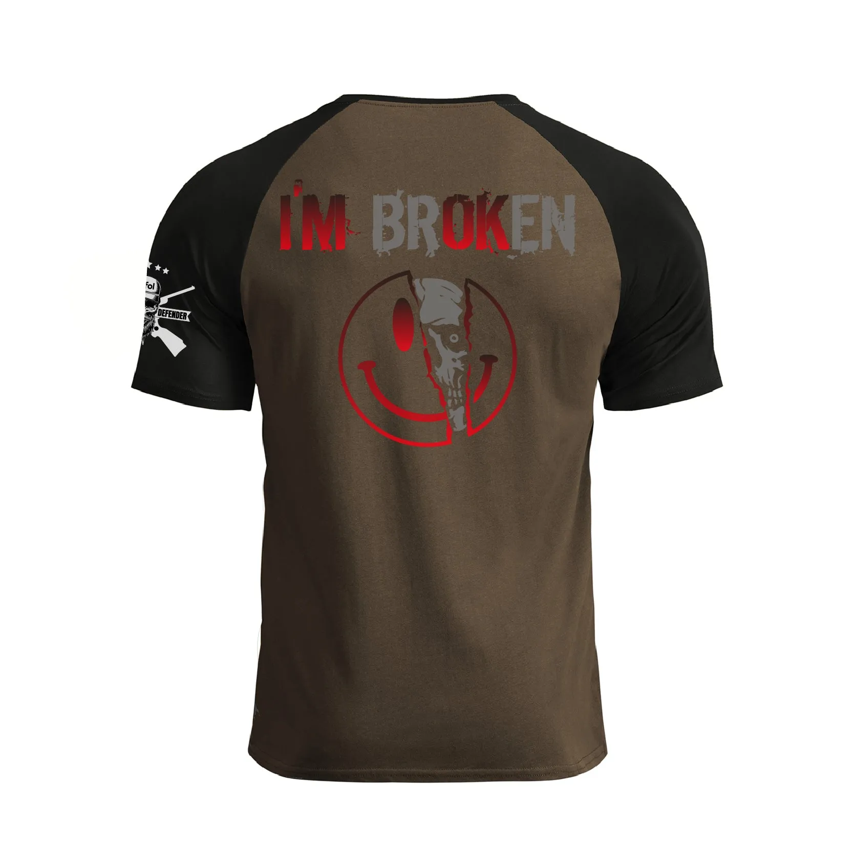 I'M BROKEN 100% COTTON RAGLAN GRAPHIC TEE