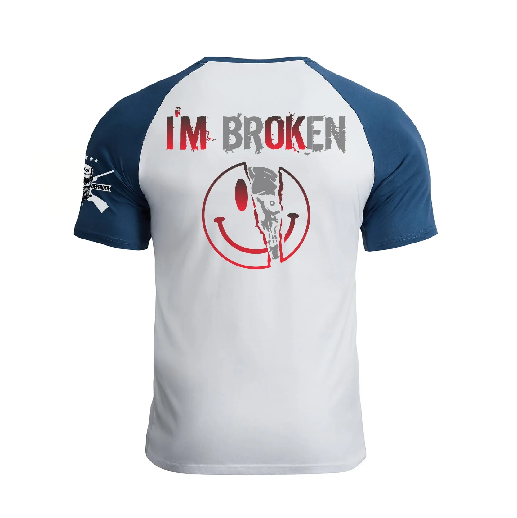 I'M BROKEN 100% COTTON RAGLAN GRAPHIC TEE