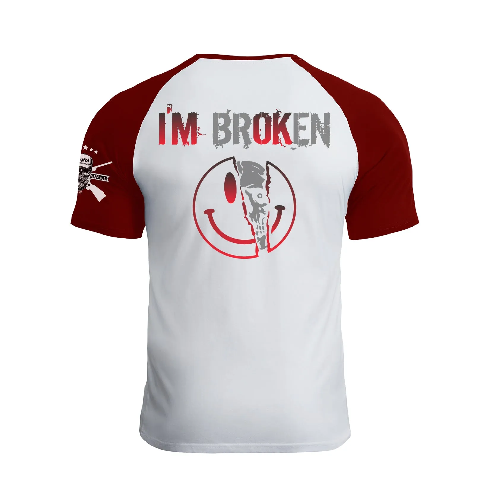 I'M BROKEN 100% COTTON RAGLAN GRAPHIC TEE