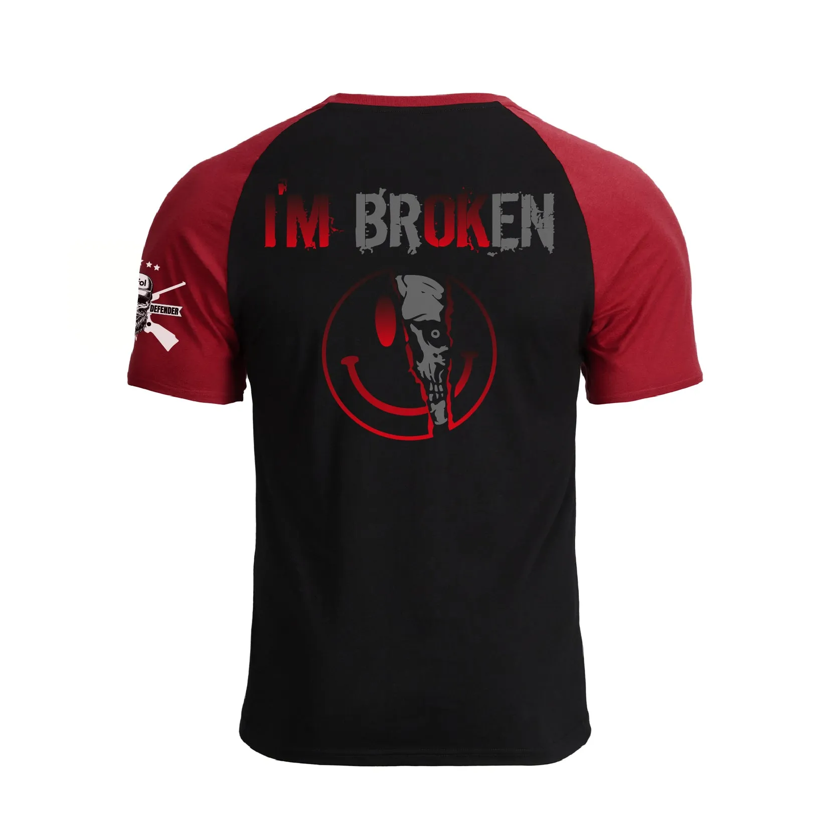 I'M BROKEN 100% COTTON RAGLAN GRAPHIC TEE
