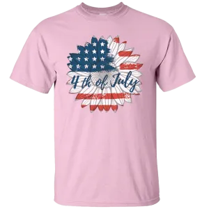 Independence Day July 4th Sunflower American Flag US Veteran Army American Flag Gift Unisex T-Shirt