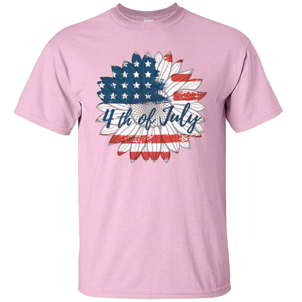 Independence Day July 4th Sunflower American Flag US Veteran Army American Flag Gift Unisex T-Shirt