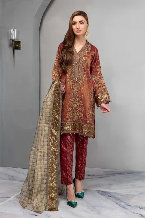 Indian Stylish Wedding Dress In Maroon Gold Color Model# P 1837