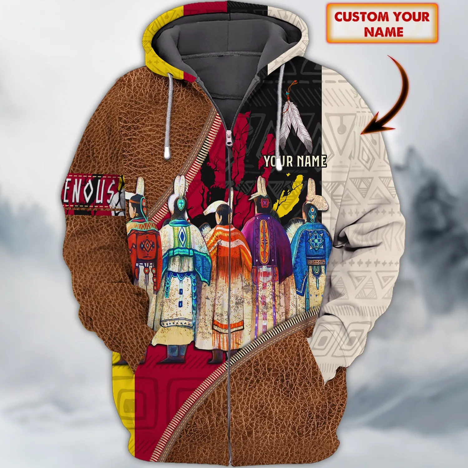 Indigenous - American Native - Personalized Name 3D Zipper hoodie 134 - Nvc97