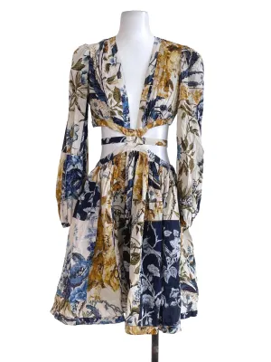 Ivory White Floral Open-Waist Dress