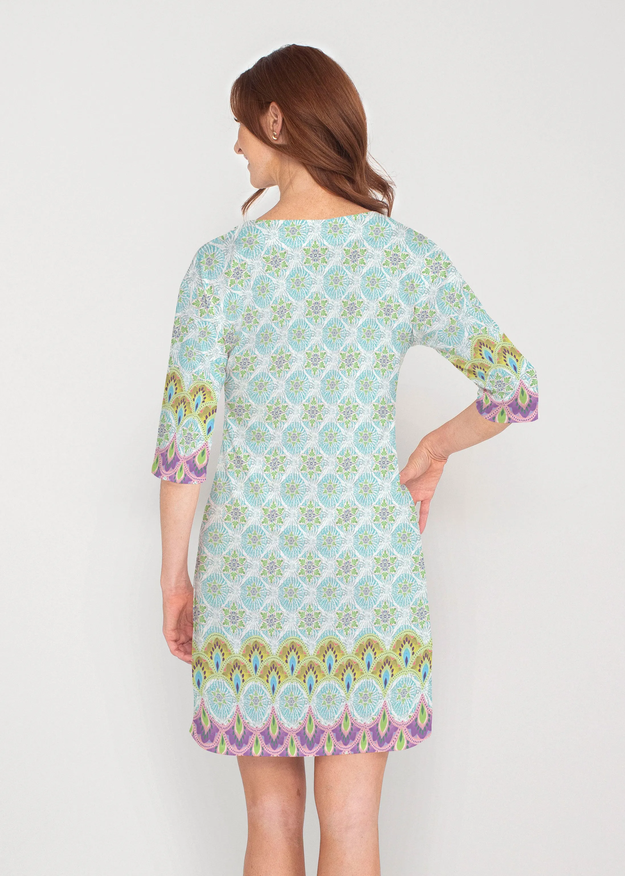 Izzy (19199) ~ Drop Shoulder 3/4 Sleeve V-Neck Dress