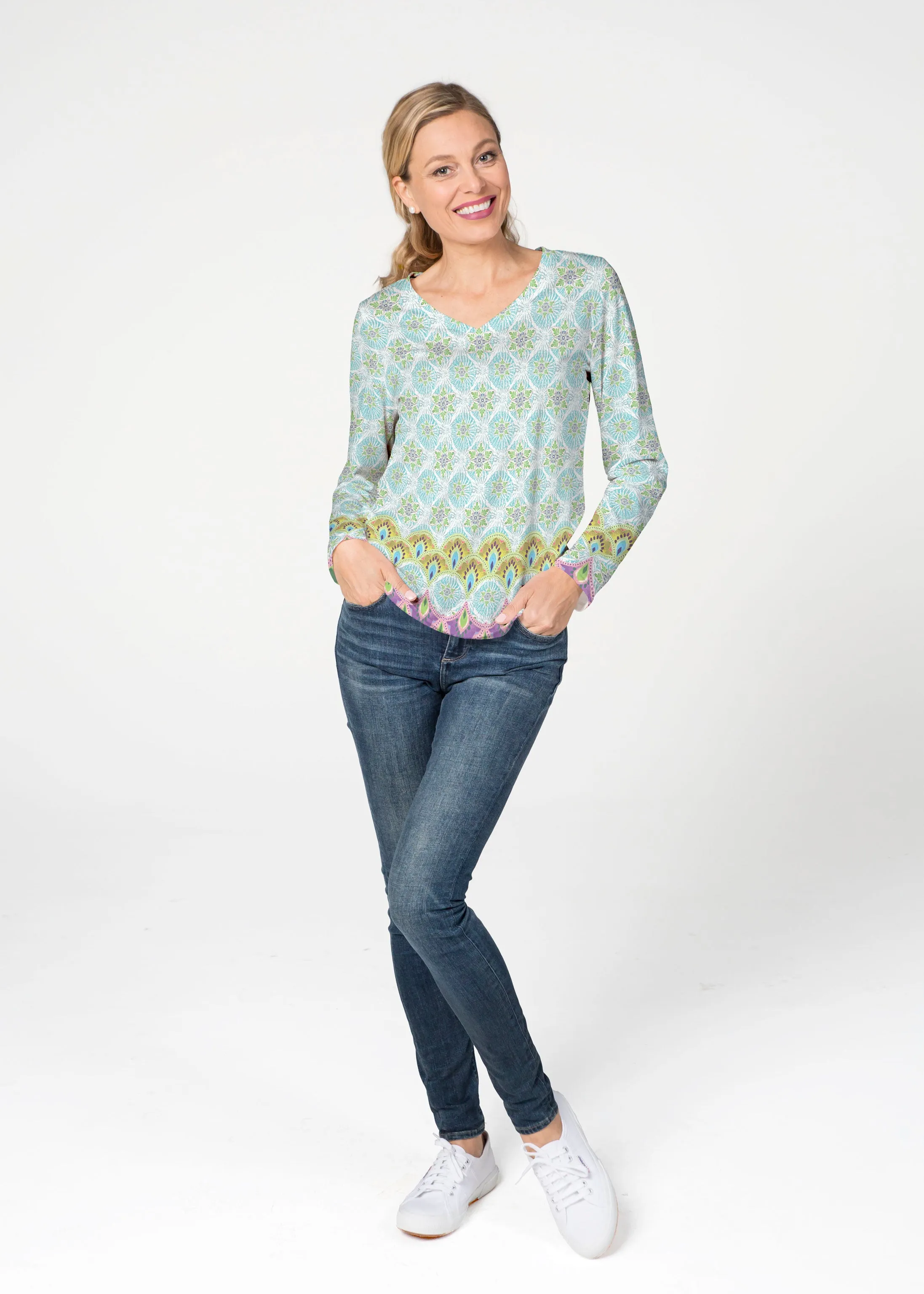 Izzy (19199) ~ French Terry V-neck Top