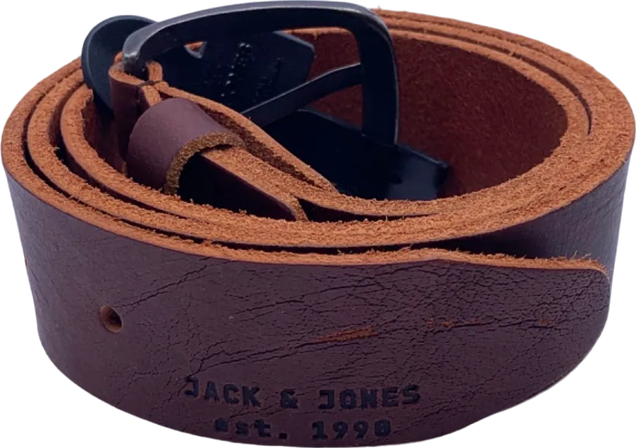 Jack & Jones Black Coffee Jacpaul Leather Belt UK 36-38