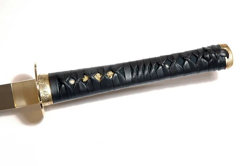 Japanese katana with handmade dragonfly (tombo) sukashi tsuba