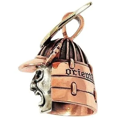 Japanese Samurai Mask Copper Sterling Silver Pendant
