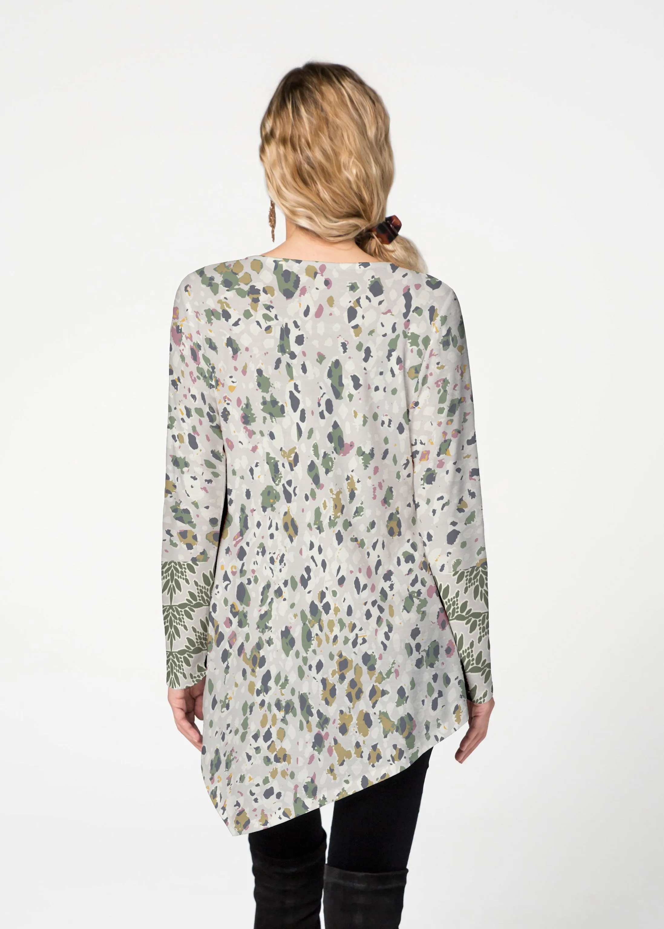 Jazzy Spots (8055) ~ Asymmetrical French Terry Tunic