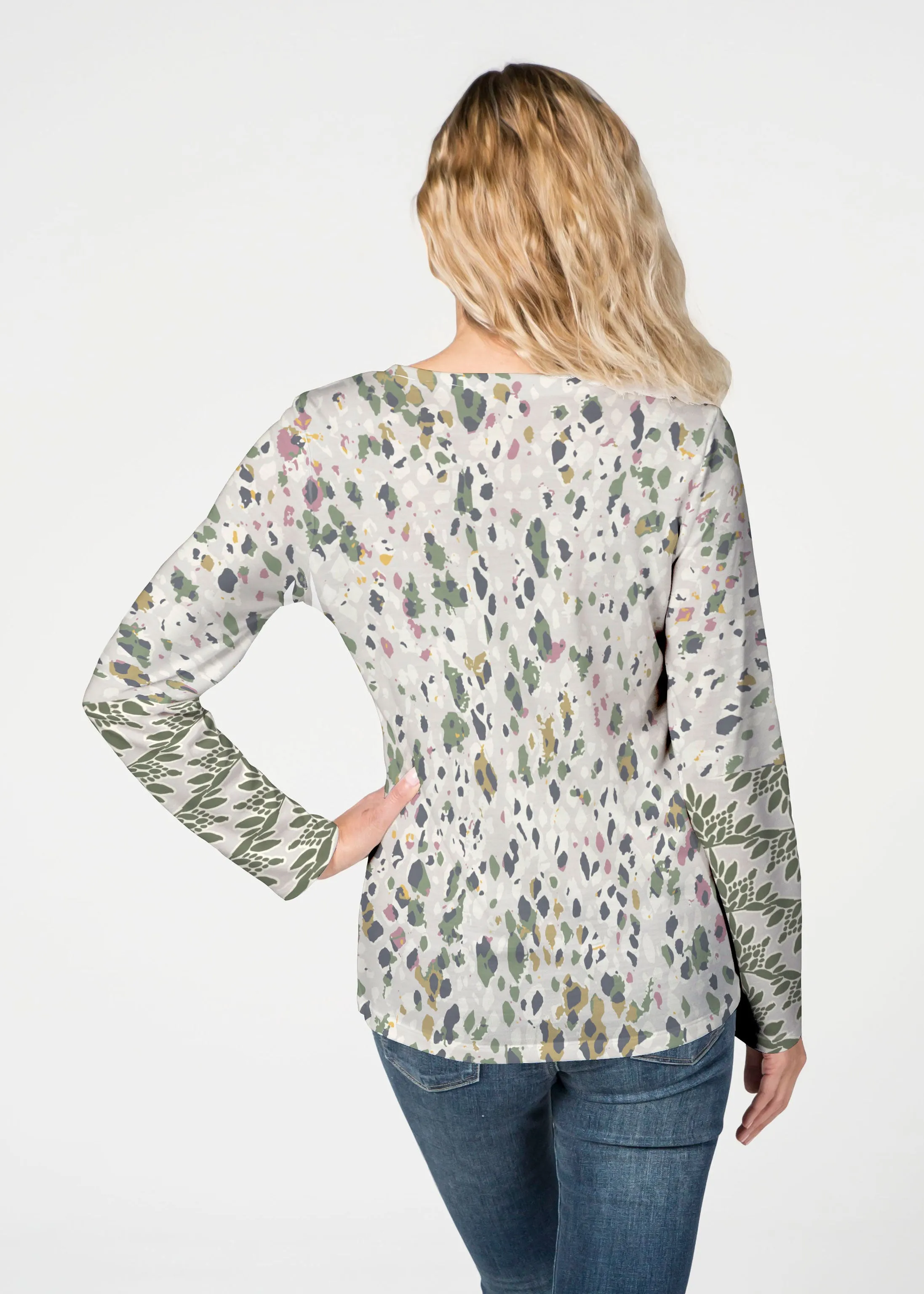 Jazzy Spots (8055) ~ French Terry V-neck Top