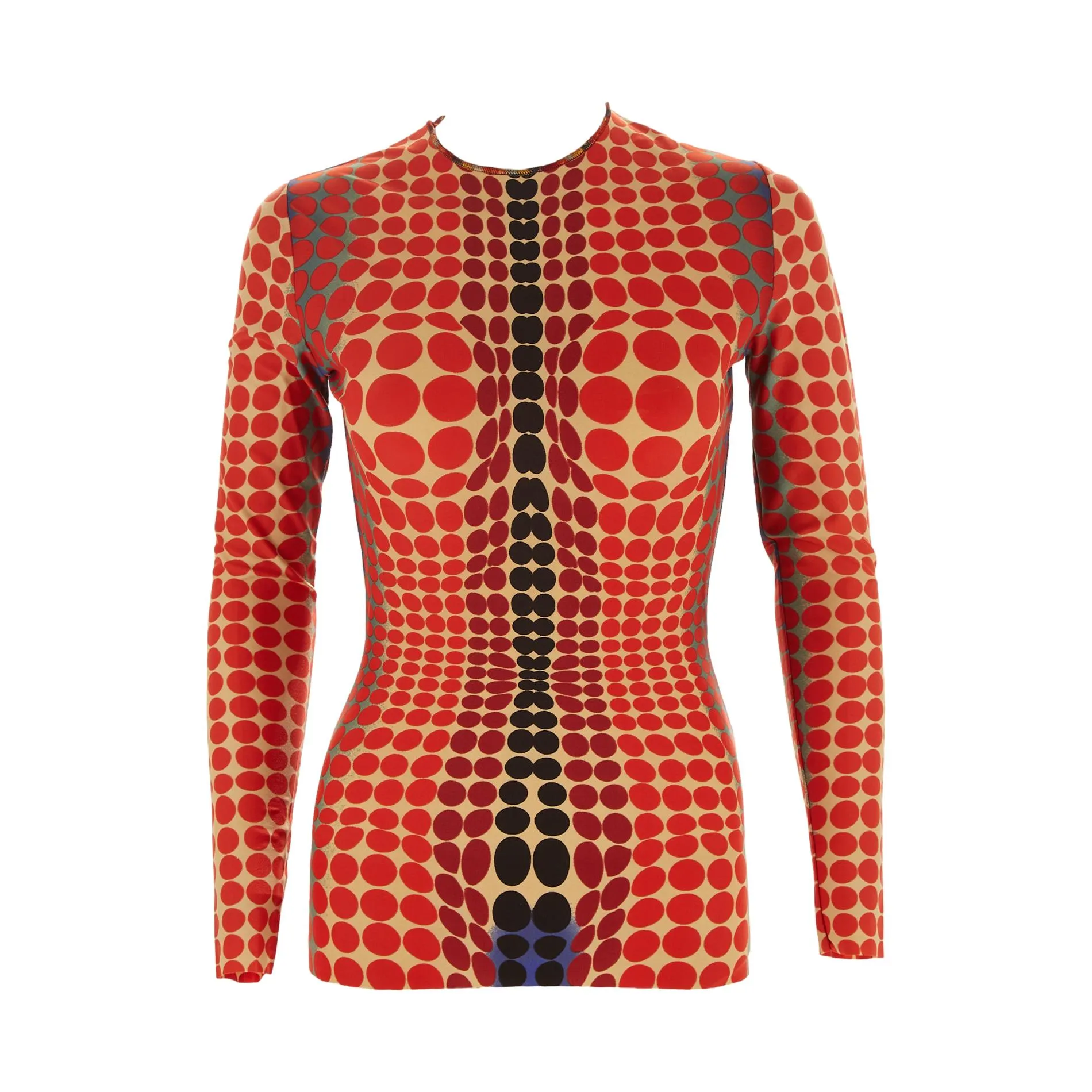 Jean Paul Gaultier Orange Cyber Dot Mesh Top