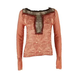 Jean Paul Gaultier Red Print Mesh Sweater