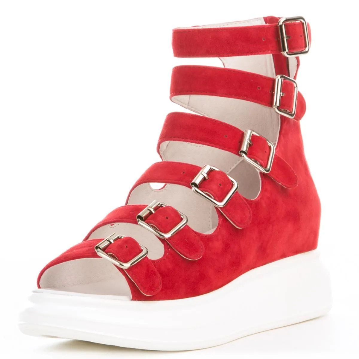 Jeffrey Campbell Andante Red Suede Platform Red