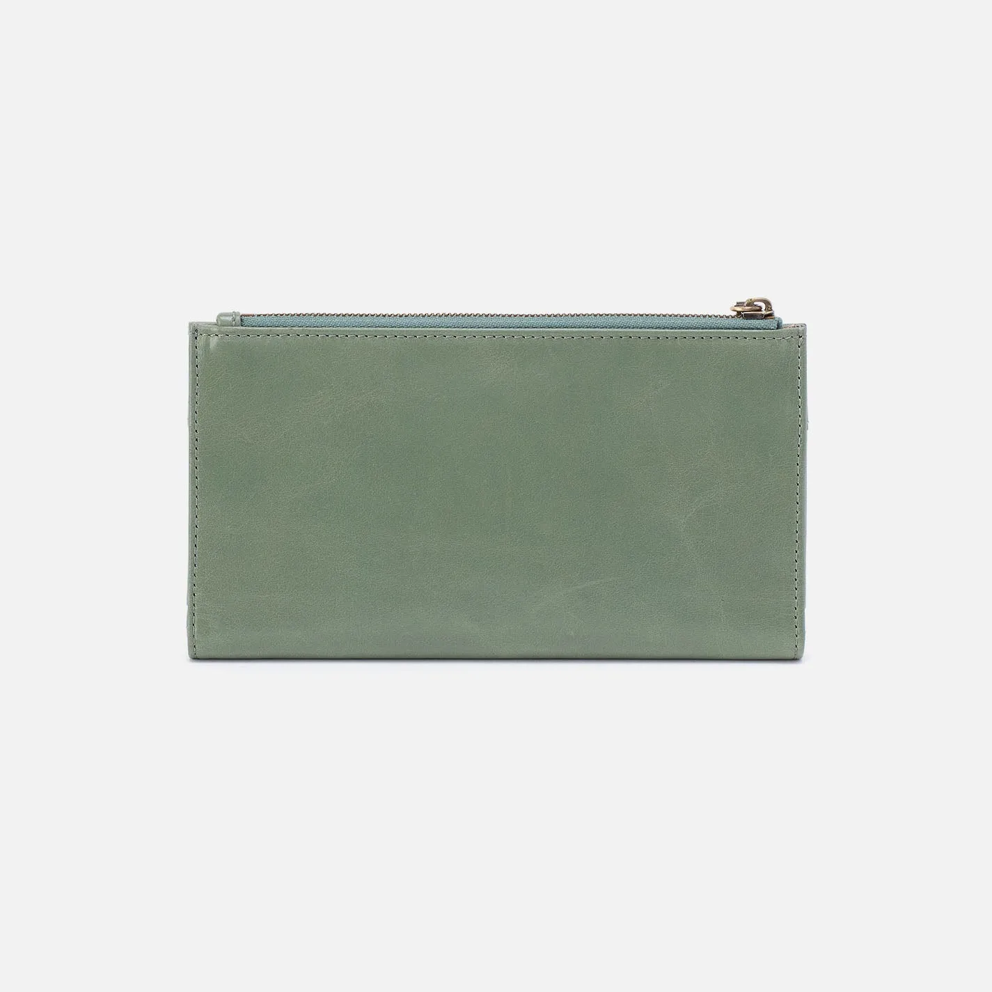 Jill Large Bifold Wallet In Polished Leather - Jade